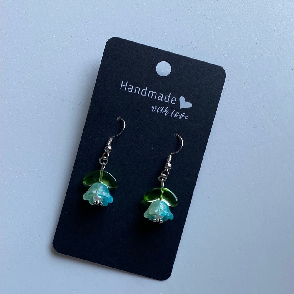 Handmade Green and Blue Earrings